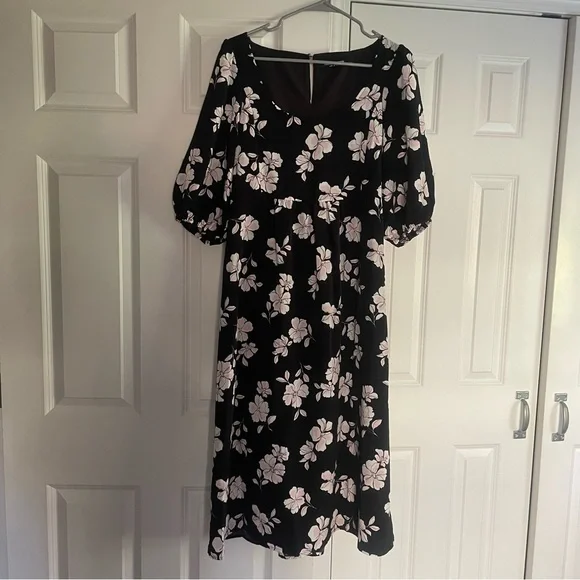 Fashion Union Dresses | Fashion Union Floral Midi Dress | Color: Black/Pink | Size: 6 | Xbrittayx's Closet